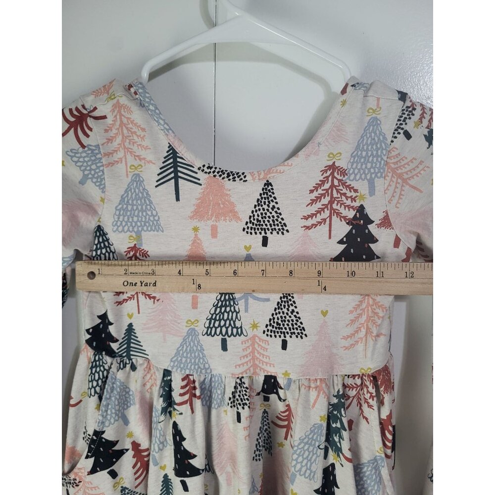 Hanna Andersson Christmas Tree Dress SZ 8/ 130 Aspen Celebration Skater Pockets - Picture 5 of 7
